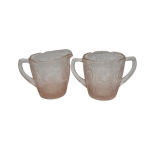Jeannette Cherry Blossom Pink Creamer &‎ Sugar Depression Glass